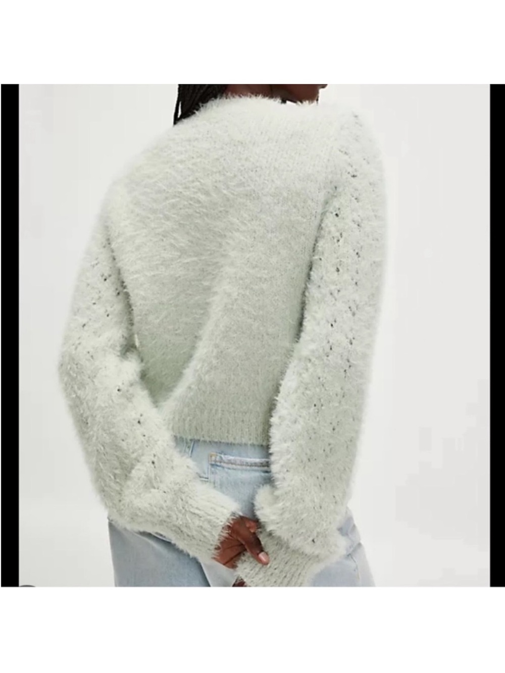 Glassons Fuzzy Cardigan & Tube Top Sweater Set in Pale Mint